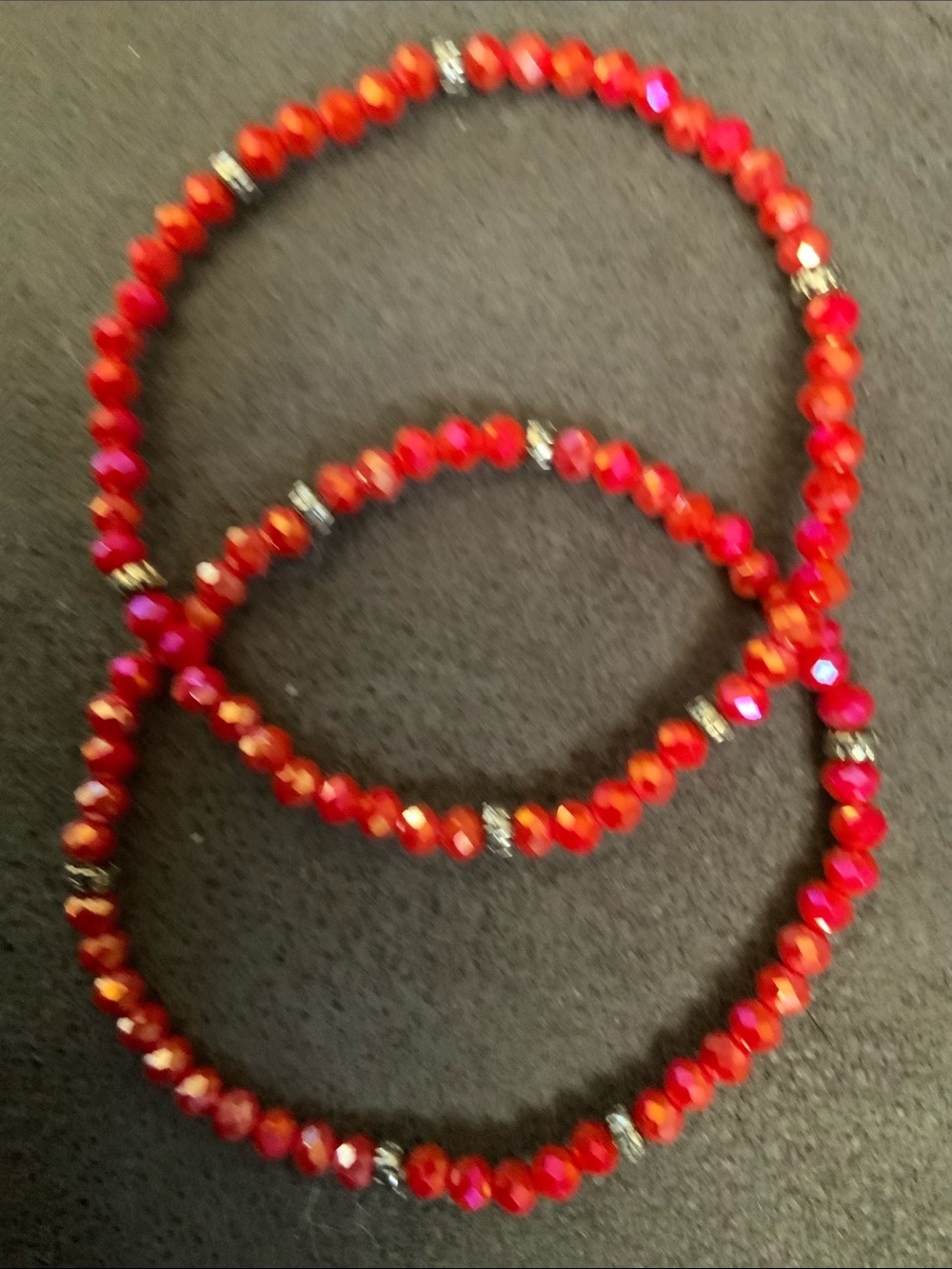 Sparkling Red Faceted Bead Stretch Bracelet Set for Women